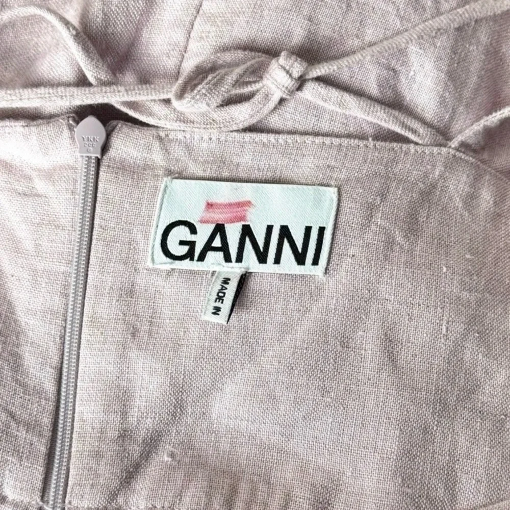 GANNI Lilac Hemp 90s Square Neck Long Sleeve Coquette Soft Girl Babydoll Dress L - Picture 10 of 14